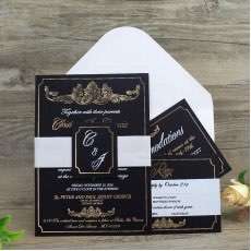 Foil Printing  Invitation Card Slap-up Wedding Invitation Black Business Card Customized 